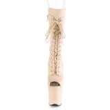 Vegan 20 cm FLAMINGO-1051FS open teen platform laarzen met hak beige