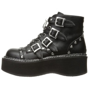 Vegan 5 cm DemoniaCult EMILY-315-1 goth ankle boots with buckles
