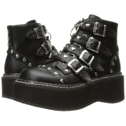 Vegan 5 cm DemoniaCult EMILY-315-1 gothic enkellaarzen met gespen