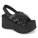 Vegan 6,5 cm DemoniaCult FUNN-12 lolita sandalen met plateau