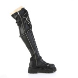 Vegan 6,5 cm RENEGADE-320 thigh high combat boots with buckles