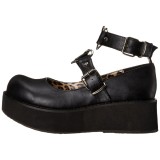 Vegan 6 cm DEMONIA SPRITE-02 Zwarte gothic mary jane pumps