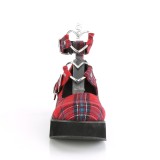 Vegan 6 cm DemoniaCult SPRITE-02 Plaid pattern gothic mary jane pumps