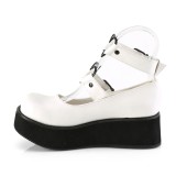 Vegan 6 cm DemoniaCult SPRITE-02 White gothic mary jane pumps