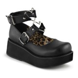 Vegan 6 cm DemoniaCult SPRITE-02 Zwarte gothic mary jane pumps