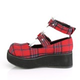 Vegan 6 cm DemoniaCult SPRITE-02 gothic mary jane pumps plaid patroon