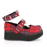 Vegan 6 cm DemoniaCult SPRITE-02 gothic mary jane pumps plaid patroon