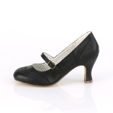 Vegan 7,5 cm FLAPPER-32 retro vintage maryjane pumps zwart