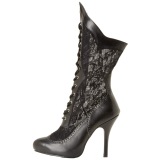 Vegan 7,5 cm VICTORIAN-116X Victoriaanse enkellaarzen met wijde - brede schacht