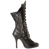 Vegan 7,5 cm VICTORIAN-116X Victoriaanse enkellaarzen met wijde - brede schacht