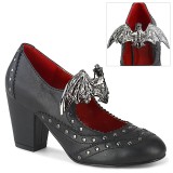 Vegan 8 cm VIVIKA-32 gothic maryjane pumps met vleermuisvleugels