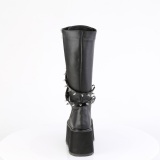 Vegan 9 cm DAMNED-220 plateau kniehoge laarzen dames met veters