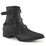 Vegan WARLOCK-50-B boots met puntneus - heren winklepicker boots 3 gespen