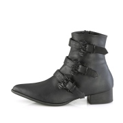 Vegan WARLOCK-50-B boots met puntneus - heren winklepicker boots 3 gespen