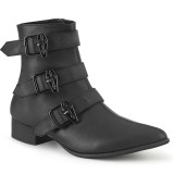 Vegan WARLOCK-50-C boots met puntneus - heren winklepicker boots 3 gespen