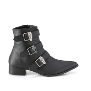 Vegan WARLOCK-50-C boots met puntneus - heren winklepicker boots 3 gespen