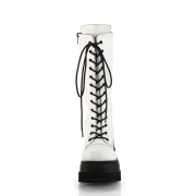 Vegan laarzen 11,5 cm SHAKER-72 gothic plateau rijglaarzen wit