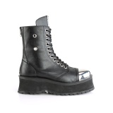Vegan leather GRAVEDIGGER-10 demonia ankle boots - steel toe combat boots