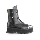 Vegan leather GRAVEDIGGER-10 demoniacult ankle boots - steel toe combat boots