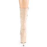 Vegan suede 20 cm FLAMINGO-1050FS Exotic pole dance boots in beige