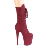 Vegan suede 20 cm FLAMINGO-1050FS Exotic pole dance boots in bordo