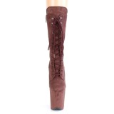 Vegan suede 20 cm FLAMINGO-1050FS Exotic pole dance boots in brown