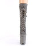 Vegan suede 20 cm FLAMINGO-1050FS Exotic pole dance boots in gray