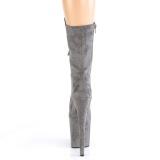 Vegan suede 20 cm FLAMINGO-1050FS Exotic pole dance boots in gray