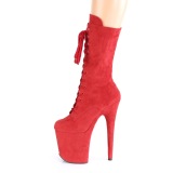 Vegan suede 20 cm FLAMINGO-1050FS Exotic pole dance boots in red