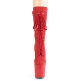 Vegan suede 20 cm FLAMINGO-1050FS Exotic pole dance boots in red