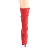 Vegan suede 20 cm FLAMINGO-1050FS Exotic pole dance boots in red