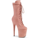 Vegan suede 20 cm FLAMINGO-1050FS Exotic pole dance boots in rose