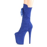 Vegan suede 20 cm FLAMINGO-1050FS pole dance laarzen met hak in blauw