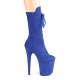 Vegan suede 20 cm FLAMINGO-1050FS pole dance laarzen met hak in blauw