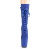 Vegan suede 20 cm FLAMINGO-1050FS pole dance laarzen met hak in blauw