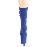 Vegan suede 20 cm FLAMINGO-1050FS pole dance laarzen met hak in blauw