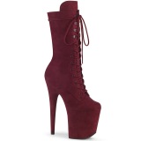 Vegan suede 20 cm FLAMINGO-1050FS pole dance laarzen met hak in bordo