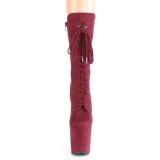 Vegan suede 20 cm FLAMINGO-1050FS pole dance laarzen met hak in bordo