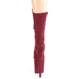 Vegan suede 20 cm FLAMINGO-1050FS pole dance laarzen met hak in bordo