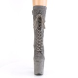 Vegan suede 20 cm FLAMINGO-1050FS pole dance laarzen met hak in grijs