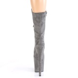 Vegan suede 20 cm FLAMINGO-1050FS pole dance laarzen met hak in grijs