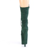 Vegan suede 20 cm FLAMINGO-1050FS pole dance laarzen met hak in groen