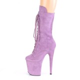 Vegan suede 20 cm FLAMINGO-1050FS pole dance laarzen met hak in paarse