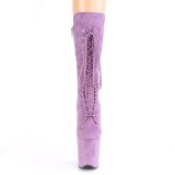 Vegan suede 20 cm FLAMINGO-1050FS pole dance laarzen met hak in paarse