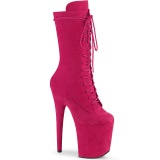 Vegan suede 20 cm FLAMINGO-1050FS pole dance laarzen met hak in pink