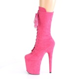 Vegan suede 20 cm FLAMINGO-1050FS pole dance laarzen met hak in pink