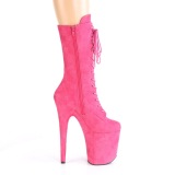 Vegan suede 20 cm FLAMINGO-1050FS pole dance laarzen met hak in pink