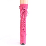 Vegan suede 20 cm FLAMINGO-1050FS pole dance laarzen met hak in pink