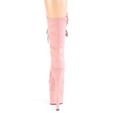 Vegan suede 20 cm FLAMINGO-1050FS pole dance laarzen met hak in roze