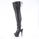 Vegan veterlaarzen 18 cm ADORE-3017 open teen overknee laarzen high heels met veters